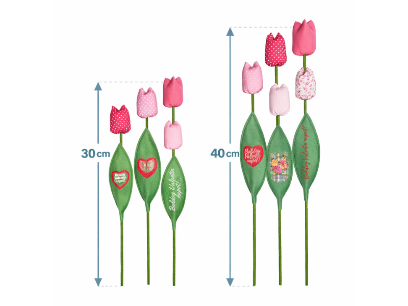 örök virág Valentin napra 3 örök virág Valentin napra méretbemutató 30 cm és 40 cm filc virág összehasonlítás