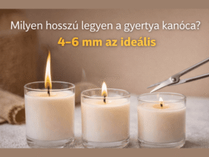 Gyertya kanóc ideális hossza 4–6 mm, helyes kanócvágás bemutatása tiszta és egyenletes égéshez