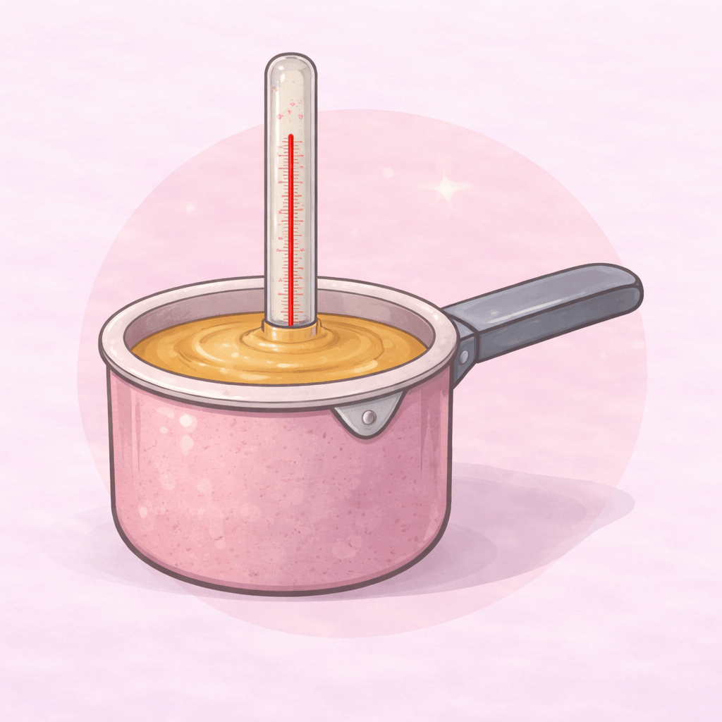 viasz olvasztása lábasban hőmérővel illatviasz készítéshez