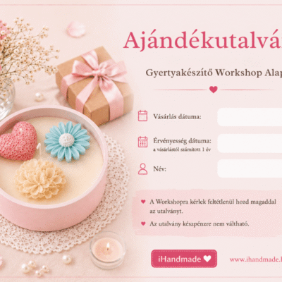 Gyertyakészítő workshop ajándékutalvány romantikus kézműves gyertyával – iHandmade